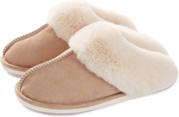 Womens Slippers with Memory Foam Fluffy Soft Warm Slip On House Slipper Anti-Skid Cozy Plush for Indoor Outdoor
